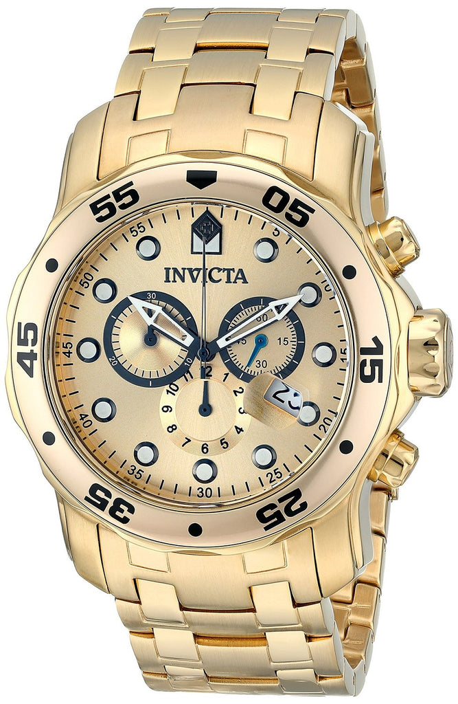 Invicta Men's 0074 Pro Diver Chronograph 18k Gold-Plated Stainless Steel Watch