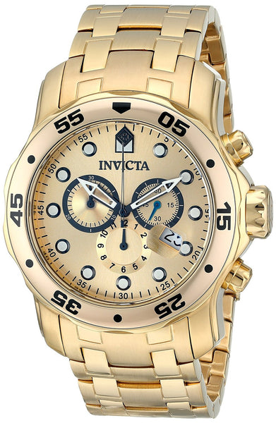 Invicta Men's 0074 Pro Diver Chronograph 18k Gold-Plated Stainless Steel Watch